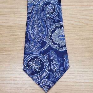 BLOOMINGDALES MENS STORE Neck Tie Blue Paisley 100% Silk Classic Necktie